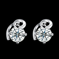 Sterling Silver Earrings  Stud AAA Zirconia  Push Back Clasp L740