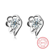 Sterling Silver Plated  Earrings  Stud AAA Zirconia  Push Back Clasp L800