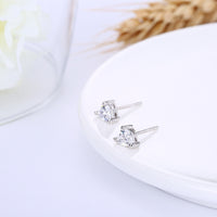 Sterling Silver Earrings  Stud AAA Zirconia  Push Back Clasp L743