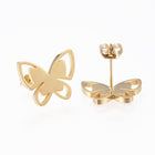 Stainless Steel Set Necklace Earrings Turquoise Butterfly Gold 20.4" P687