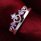 Sterling Silver Plated  Purple Zirconia Crown Ring Size 8 B22
