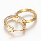 304 Stainless Steel Hoop Earrings Clay Rhinestone Oval Gold 1" Pin 1x0.8mm  P593