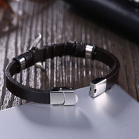 Stainless Steel Leather Bracelet 8 Inches 30MM Hook L338