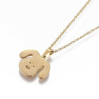 Stainless Steel Set Stud Earring Pendant Necklace Dog Gold 17.3" P497