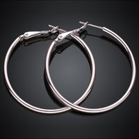 White Gold Latch Back Hoop Bali Earrings L133