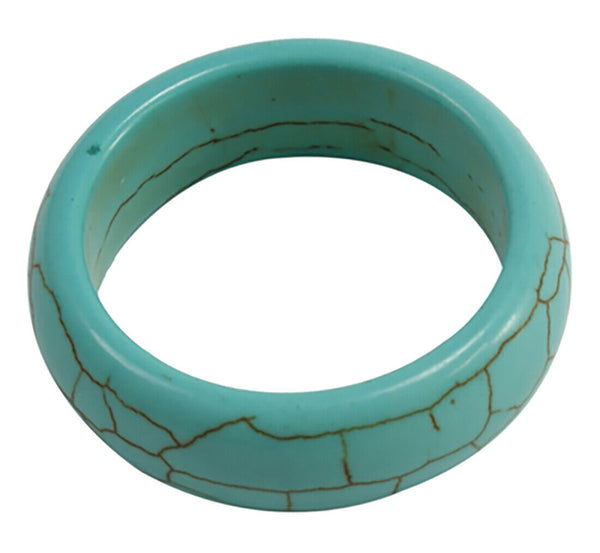 Synthetical Howlite Wide Band Ring Turquoise about 17mm 7~8mm wide Z737