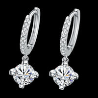 Platinum Earrings Dangle Drop AAA Zirconia Lever Back  0.2" L163