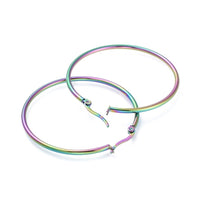 304 Stainless Steel Hoop Earrings Ring Multi-color 46~46.5x2mm pin 0.6x1mm P335