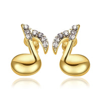 Gold Zirconia Stud Earrings Song Notes Melody L104