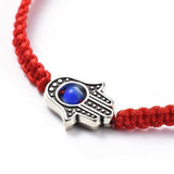 Nylon Raided Bead Bracelet Evil Eye Stainless Steel Hamsa Adjustable Size A100