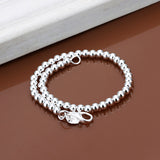 Women Sterling Silver Plated Bracelet Hollow Beads Balls 7 Inches 6MM Lobster L49