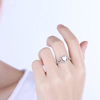 Platinum Plated Ring Womens Halo Heart AAA Zirconia Opal Stone White B521