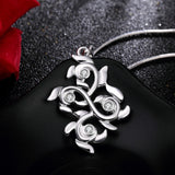 Sterling Silver Plated Necklace Pendant Flower Zirconia 18" 1MM Lobster B369