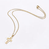 Stainless Steel Set Earring Pendant Necklace Cross Gold 18" P794