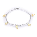 Stainless Steel Charm Bracelet Lobster Dolphin Gold Silver Color 7.8" 2.5mm A72