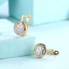 Yellow Gold Plated Earrings  Drop Dangle AAA Zirconia  Latch Back Clasp L576