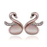 Rose Gold Cateye Zirconia Drop Stud Earrings L98