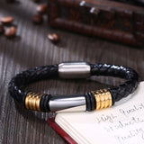 Stainless Steel Leather Bracelet 8 Inches 10MM Magnetic L336