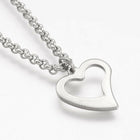 Stainless Steel Anklet Bracelet Heart Charm Rolo Silver 9" 23.2cm 2mm Z225