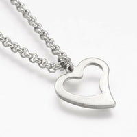 Stainless Steel Anklet Bracelet Heart Charm Rolo Silver 9" 23.2cm 2mm Z225