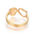 304 Stainless Steel Finger Rings Heart Gold Size 6~9 16~19mm Z688