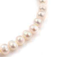 Beaded Bracelet Cultured Freshwater Pearl Gold Plated Screw White 7.4" Z145