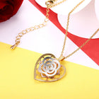 Yellow Rose Gold  Plated Necklace Pendant Heart 19 Inches 1MM Lobster B280