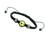 Black Nylon Cord Evil Eye Good Luck Bracelet Glass Blue Adjustable size Hanmade