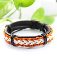 Genuine Leather Bracelet Men's Unisex  Wrap Tribal Black Brown White H32