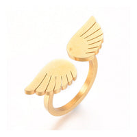 304 Stainless Steel Finger Rings Cuff Rings Wing Gold Size 7 17mm  A26