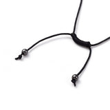 Adjustable Non-magnetic Hematite Necklace Beads Morse Code Word Luck 30.7" P685