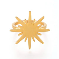 304 Stainless Steel Finger Rings Sun Gold Size 7 17mm  A37