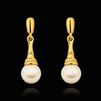 Gold Pearl Stud Drop Earrings L84