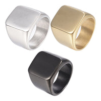 316 Stainless Steel Band Rings Men Wide Band Ring Rectangle Black Gold Z695