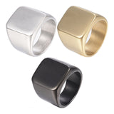 316 Stainless Steel Band Rings Men Wide Band Ring Rectangle Black Gold Z695