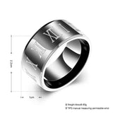 Stainless Steel Band Wedding Ring Black Men's Unisex Roman Numbers B426