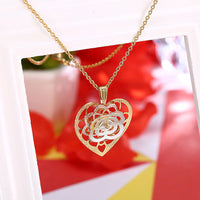 Yellow Rose Gold  Plated Necklace Pendant Heart 19 Inches 1MM Lobster B280