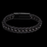 Stainless Steel Leather Bracelet 8 Inches 13MM Magnetic L348