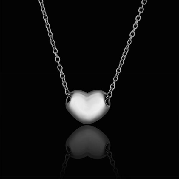 White Gold Plated Necklace Pendant Heart 20 Inches 1MM Lobster B82