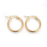 304 Stainless Steel Hoop Earrings Gold 17x15x2mm 1mm P168