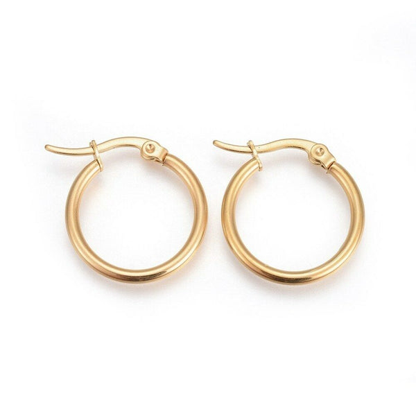 304 Stainless Steel Hoop Earrings Gold 17x15x2mm 1mm P168