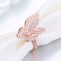 Rose Gold Plated Ring AAA Zirconia Butterfly B489