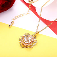 Yellow Rose Gold  Plated Necklace Pendant Flower Drop 19 Inches 1MM Lobster B236