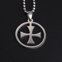 316L Stainless Steel Pendant 0.96X0.96 Inch Cross  Silver Necklace 22" B65