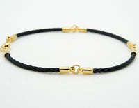 Stainless Steel Bracelets Brass Findings Lobster Clasp Black and Gold 9" G3