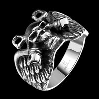 Stainless Steel Antique Gothic Biker Tribal Ring Black Men's Unisex Skull B179