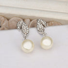 White Gold Pearl Zirconia Drop Stud Earrings L80