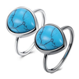 Platinum Plated Black Gunmetal Halo Plain Ring Womens Kallaite Stone Blue B501