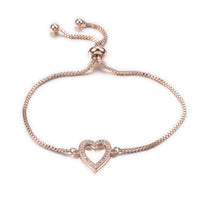 Bracelet Slider Bracelet Zirconia Box Chains Heart Rose Gold 10-1/4"(260mm) P312