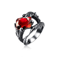 Stainless Steel Vintage Antique Ring Men Biker Ghotic Dragon Claw Red Black B529